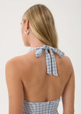 AFENDS Montana Seersucker Halter Mini Dress - Powder Blue Check