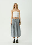 AFENDS Marlow Indy Hemp Midi Skirt Navy Check