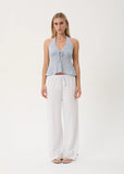 AFENDS Delfina Seersucker Halter Top - Powder Blue