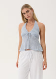 AFENDS Delfina Seersucker Halter Top - Powder Blue