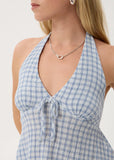 AFENDS Delfina Seersucker Halter Top - Powder Blue