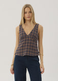 AFENDS Giselle Shev - Hemp Seersucker Top - Indigo Check
