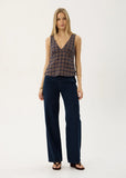 AFENDS Giselle Shev - Hemp Seersucker Top - Indigo Check