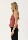 AFENDS Dahlia Indy - Hemp Short Sleeve Top - Rose