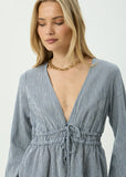 AFENDS Annika Indy Hemp Long Sleeve Top Indy Navy Check