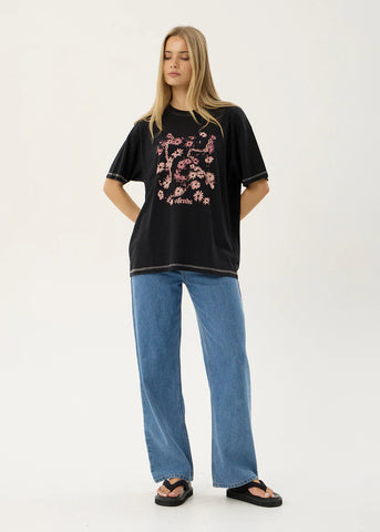 AFENDS Unchained Hemp Oversized Tee - Stone Black