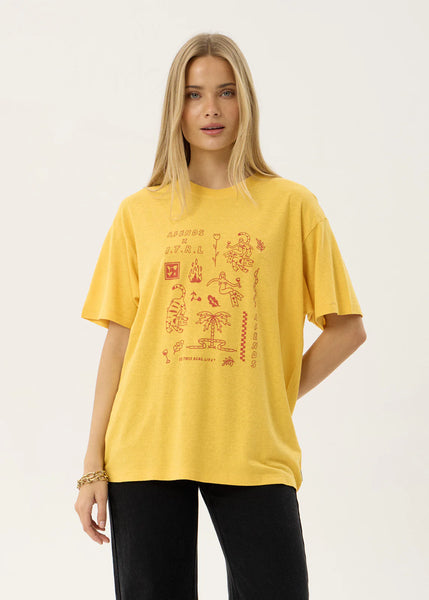 AFENDS Holly Hemp Oversized Tee - Mango