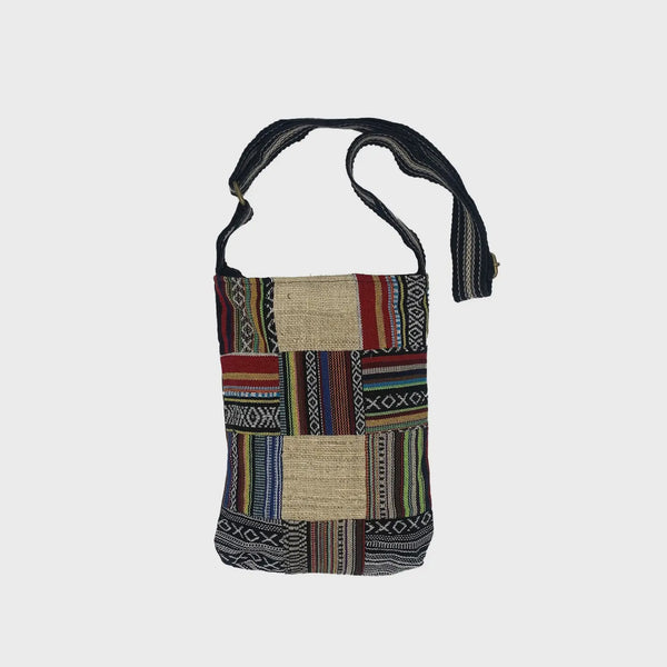 LAKHAYS Hemp Patchwork Travel Crossbody Bag
