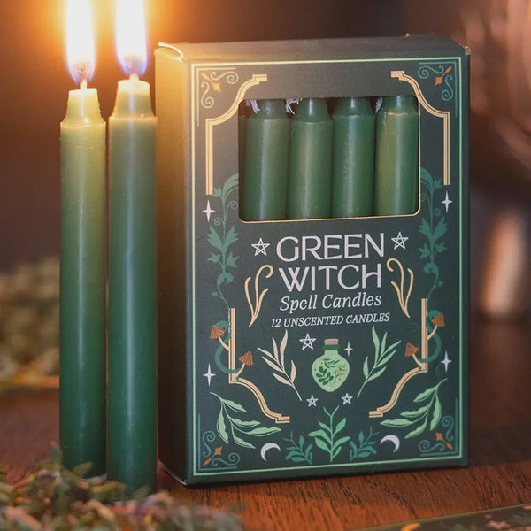 GREEN WITCH Spell Candles 12pk