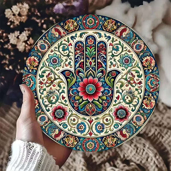 Hamsa Round Metal Sign (20cm x 20cm)