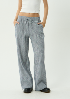 AFENDS Harriet Indy Hemp Wide Leg Pant - Indy Navy Check
