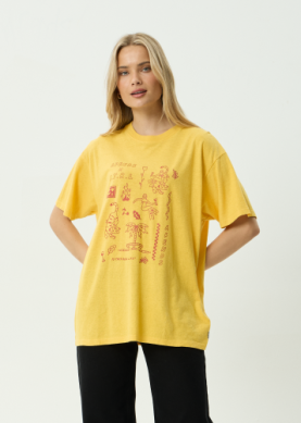 AFENDS Holly Hemp Oversized Tee - Mango