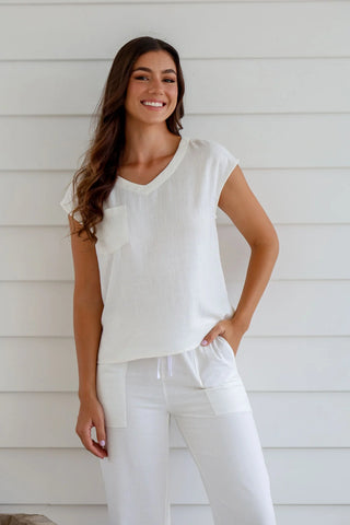 BRAINTREE Hemp Pocket Blouse - White