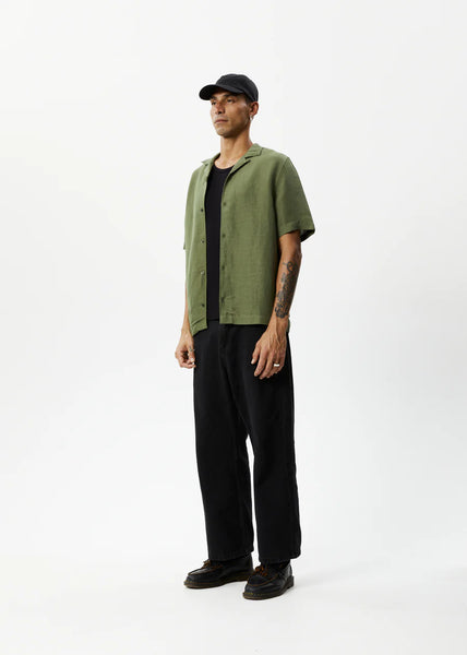 AFENDS Daily Hemp Cuban Short Sleeve Shirt - Military