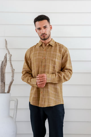 BRAINTREE Mens 100% Hemp Check Long Sleeve Shirt