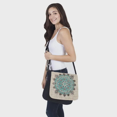 LAKHAYS Natural Hemp-Cotton Cross Body Messenger Bag