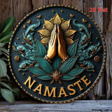Namaste Round Metal Sign (20cm x 20cm)