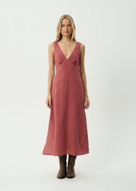 AFENDS Tully Indy - Hemp Maxi Dress - Rose Check