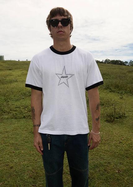 AFENDS Chains - Boxy Ringer Tee - White