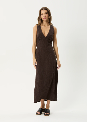 AFENDS Focus Seersucker Maxi Dress - Black Hemp Culture AFENDS Focus Seersucker Maxi Dress - Black Hemp Culture