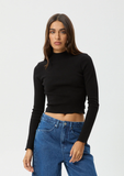 AFENDS Iconic Cotton Rib Long Sleeve Top - Black