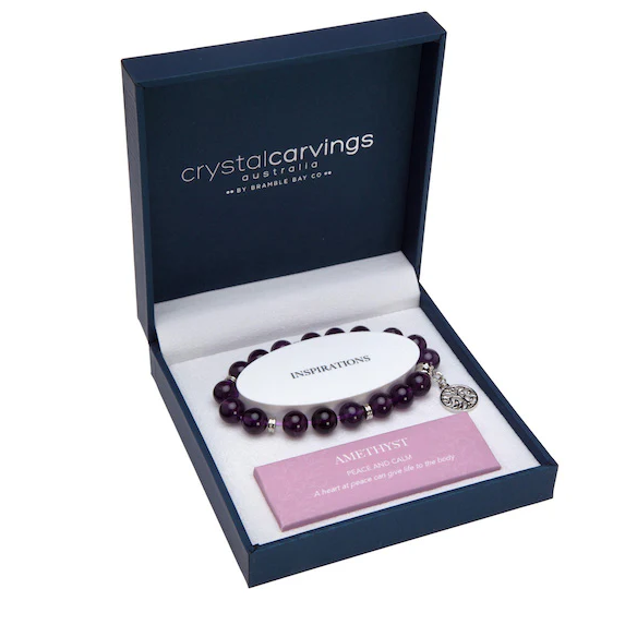 BRAMBLE BAY CO Amethyst Tree of Life Inspiration Boxed Charm Bracelet
