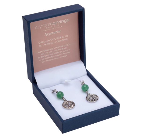 BRAMBLE BAY CO Green Aventurine Tree of Life Earrings