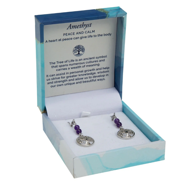 BRAMBLE BAY CO Tree of Life Duo Earrings - Amethyst Rhodium
