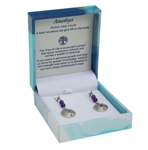 BRAMBLE BAY CO Tree of Life Duo Earrings - Amethyst Rhodium
