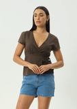 AFENDS Loula Wrap Top - Coffee