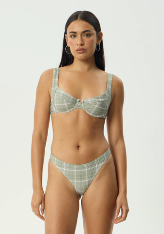 AFENDS Scout Bikini Top - Olive Check