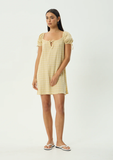 AFENDS Sunday Seersucker Mini Dress - Lemon Check