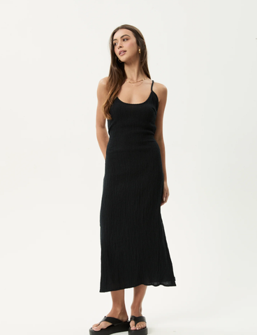 AFENDS Focus Rumi Seersucker Midi Dress - Black