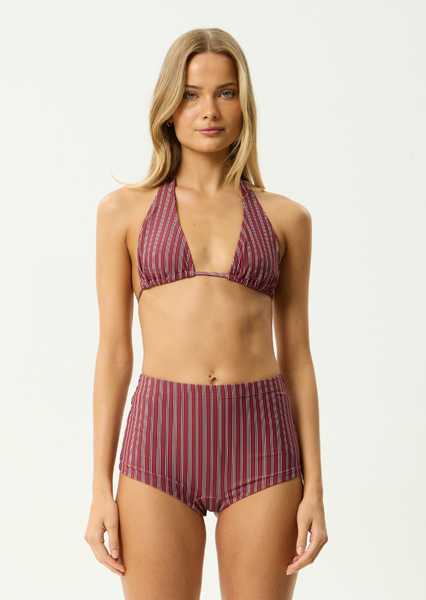 AFENDS Ledger Bikini Bottom - Burgundy Stripe