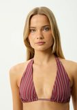 AFENDS Ledger Bikini Top - Burgundy Stripe