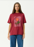 AFENDS Single N Thorny Oversized Tee - Burgundy