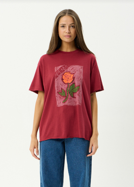 AFENDS Single N Thorny Oversized Tee - Burgundy