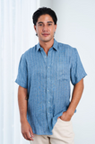 BRAINTREE Mens 100% Hemp Stripe Short Sleeve Shirt