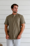 BRAINTREE Mens 100% Hemp Mandarine Short Sleeve Shirt