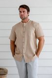 BRAINTREE Mens 100% Hemp Mandarine Short Sleeve Shirt