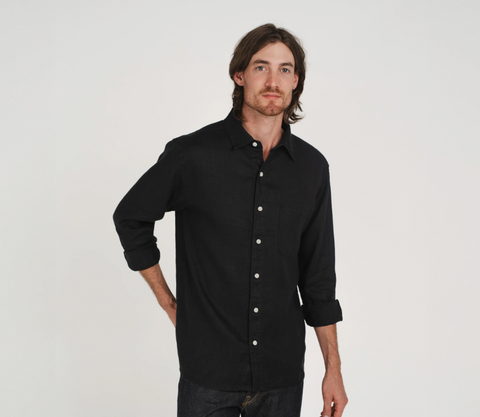 HEMP CLOTHING AUSTRALIA New Heritage Shirt L/S - Black