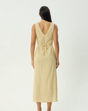AFENDS Sunday Hemp Seersucker Maxi Dress - Lemon Check