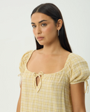 AFENDS Sunday Seersucker Mini Dress - Lemon Check
