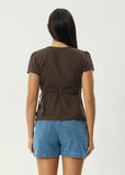 AFENDS Loula Wrap Top - Coffee