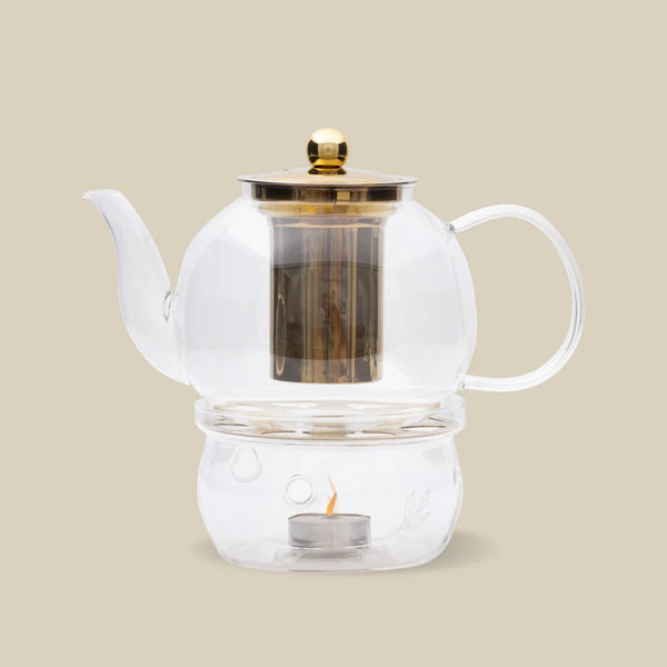 THE TEA COLLECTIVE Glass & Gold Teapot (excludes warmer)