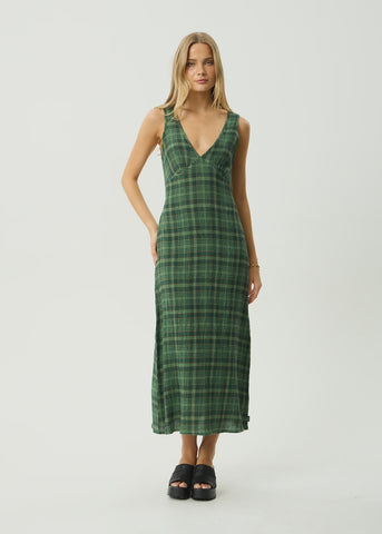 AFENDS Tully - Seersucker Maxi Dress - Hunter Green
