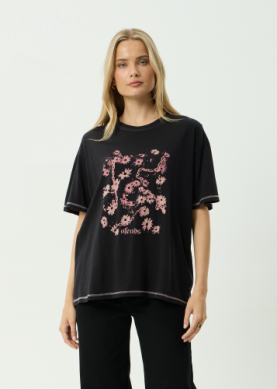 AFENDS Unchained Hemp Oversized Tee - Stone Black