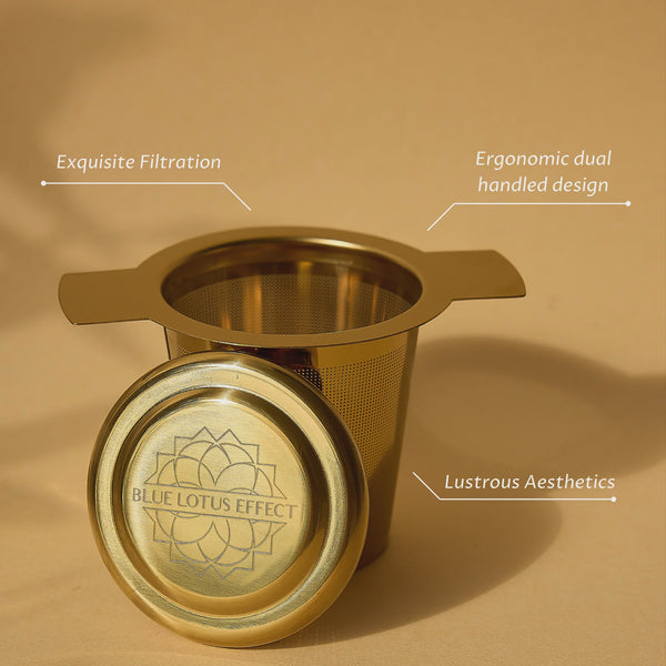 BLUE LOTUS EFFECT Fine Mesh Gold Filter Tea Strainer