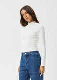 AFENDS Iconic Cotton Rib Long Sleeve Top - White