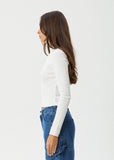 AFENDS Iconic Cotton Rib Long Sleeve Top - White